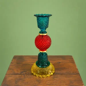 جا شمعی کریستال رنگی