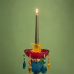 جا شمعی کریستال رنگی