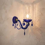دیوار کوب کریستالی رنگ آبی